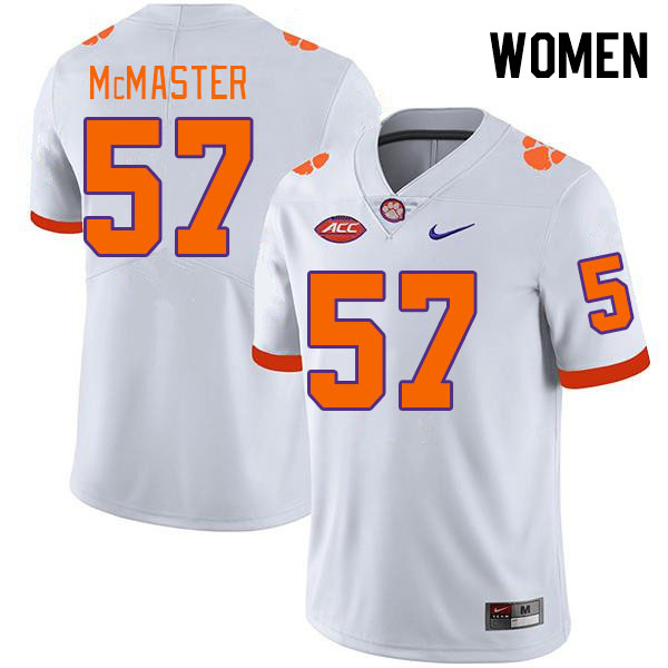 Women's Clemson Tigers Chandler McMaster #57 College White NCAA Authentic Football Stitched Jersey 23KD30HF